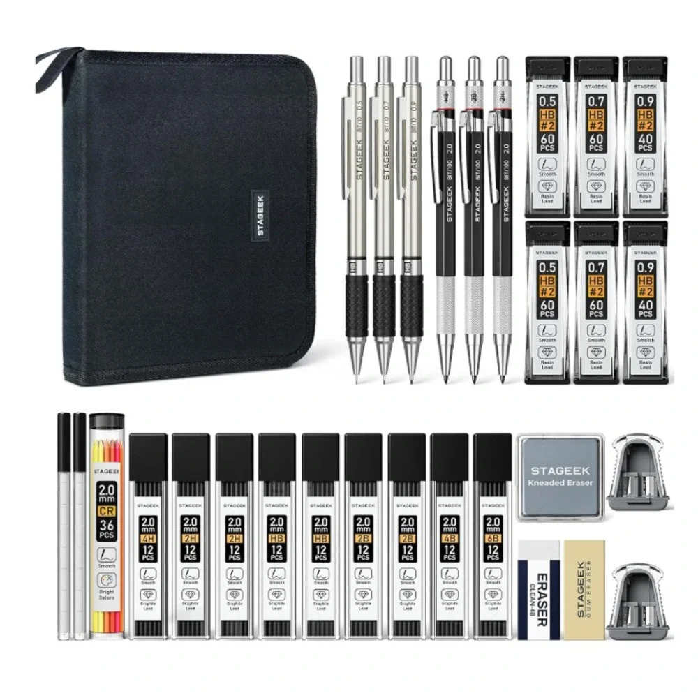 Stageek Mechanical Pencil Set with Canvas Bag 30 Counts